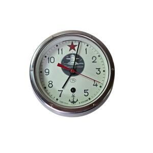 Russian Soviet Navy Komandirskie Red Star Submarine Clock with Key - WORKS